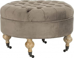 SAFAVIEH Upholstered Ottoman in Mushroom 70 X 70 X 45