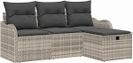 4-teiliges Garten Sofa Set mit Kissen, hellgrauem Poly Rattan, 2-Sitzer Garten Sofa mit Stauraum & Kissen, hellgrauem Poly Rattan Gartenlounge Model3360283