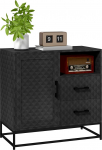 HOMCOM Sideboard reguleeritava riiuliga, vabalt seisev k&uuml;ljepaneel hoiukapp avatud sektsiooniga ja 2 sahtlit k&ouml;&ouml;gi, elutoa jaoks, must
