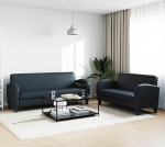 Fasba 2-TLG. Sofa-Set Kunstleder Schwarz, Polstersofa Moderne Relax-Couch f&uuml;r Wohnzimmer Schlafzimmer Hobbyraum275227
