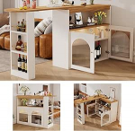 138-193x39x105 cm Modernne pikendatav baarilaud, pikendatav s&ouml;&ouml;gilaud koos hoiuruumiga, baarilaud, bistro laud, p&ouml;&ouml;ratav s&ouml;&ouml;gitoa jaoks, 1 m LED valgusribaga (reguleeritava valguse v&auml;rvusega), valge