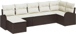 Rantry Garten Diivan Set 7-teilig Braun Rattan Garten Diivan Rechteckig Gartenlounge Model3346128