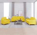 Gecheer 3-TLG. Sofagarnitur mit Kissen Hellgelb Stoff, Moderne Couch Polstersofa f&uuml;r Wohnzimmer Schlafzimmer Spielzimmer3202059