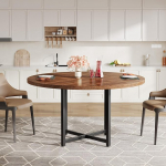 Tribesigns 120 cm &uuml;mmargune s&ouml;&ouml;gilaud, t&ouml;&ouml;stuslik k&ouml;&ouml;gilaud tugeva metallraamiga, kompaktne s&ouml;&ouml;gilaud v&auml;ikestesse ruumidesse, k&ouml;&ouml;ki, elutuppa ja korterisse (must ja maal&auml;hedane pruun)