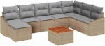 Rantry 9-teiliges Garten Sofa Set mit Kissen Beige Poly Rattan Akazie Gartenlounge Model3347868