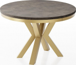 WFL GROUP &uuml;mmargune pikendatav s&ouml;&ouml;gilaud Loft stiilis - kuldsete metalljalgadega t&ouml;&ouml;stuslik laud - ruumi s&auml;&auml;stev laud elutuppa - tumehall Chicago betoon - 100 kuni 180 cm