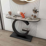 Generisch Moderner, schmaler Konsolentisch mit Metallgestell - Beistelltisch f&uuml;r Wohnzimmer, Flur und Eingangsbereich - Stilvoller Akzenttisch (Schwarz, 80 cm)