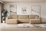 ALTDECOR ORRO-U nurgadiivan magamisfunktsiooniga ja voodikastiga, nurgadiivan, U-kujuline, universaalne, vasakule/paremale paigutatud diivanvoodi, pikendatav elutoa diivanvoodi, 362 x 145 x 83 cm, beež