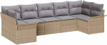 7-teiliges Garten-Sofa-Set mit Kissen in Beigem Poly-Rattan Gartenlounge Model3345510