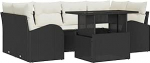7-teiliges Garten Sofa Set mit Kissen aus schwarzem Poly Rattan Gartenlounge Model3348573