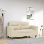 2-Sitzer-Sofa Creme 120 cm Kunstleder, Polstergarnitur Schlafcouch Schlafsofa Diivan Geeignet f&uuml;r B&uuml;ro Schlafzimmer Wohnung Hotel