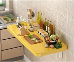 Klappbarer Wandtisch f&uuml;r kleine R&auml;ume, verstellbar, mehrere Gr&ouml;&szlig;en, maximale Tragkraft 100 kg, ideal f&uuml;r Schlafzimmer, Badezimmer, K&uuml;che, Gelb (60 x 50 cm)