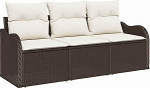 Garten-Sofa-Set mit Kissen mit Speicher 3 tk Braun Poly Rattan Gartenm&ouml;bel Model3354227