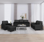 Gecheer 4-TLG. Sofagarnitur mit Kissen Schwarz Kunstleder, Moderne Couch Polstersofa f&uuml;r Wohnzimmer Schlafzimmer Spielzimmer3201343