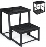 LIANTRAL 2 astmeline tugijalats t&auml;iskasvanutele ja lastele, tugev metallraam, puitlaud, astmeline abivahend, toetab kuni 160 kg, jalatugi, 2-in-1 disain, tugijalats, must