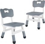 FUNLIO Adjustable Children's Chair (Pack of 2), 3-Level Height Adjustable Toddler Chair for 3-8 Years, Children's Chair with Maximum Load Capacity of 220 lbs, for Classroom/Homes, CPC Tested - Grey