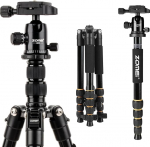 ZOMEI Q666 Camera Tripod, 155 cm Aluminium Lightweight Travel Tripod, 3-in-1 Photo Tripod Macro Tripod and Monopod with 360&deg; Panoramic Ball Head and 1/4 Inch Quick Release Plate for DSLR Camera