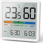 Noklead Digital Thermo-Hygrometer, kaasaskantav siseruumide termomeeter-h&uuml;gromeeter suure t&auml;psusega, temperatuuri ja niiskuse m&otilde;&otilde;tja toa kliima kontrollimiseks, ruumi&otilde;hu j&auml;lgimine, kliimaseire, valge