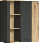 trendteam smart living - Esteban - Display Cabinet - Anthracite/Evoke Oak - Hanging Display Case with 6 Compartments - (W x H x D) 90 x 99 x 34 cm - Wall Cabinet in Groove Look - Scratch-Resistant
