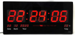 Starlet24 JH4622 LED Wall Clock with Date and Temperature Display Large LED Display 45 x 22 cm Red
