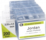 Fushing Name Badge Holder ID Card Holder Name Badges &ndash; Fushing Pack of 200 ID Card Sleeves Horizontal Transparent ID Badge Holder Transparent Name Badges Plastic