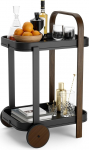 Umbra Bellwood Black Walnut 2 Tier Bar Cart & Storage with Removable Metal Trays
