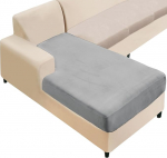 NAISI Sectional Sofa Cover Velvet Separate Chaise Lounge Cover Soft Stretch Sofa Covers for Left/Right Chaise Lounge (Chaise Longue, Light Grey)