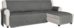 ISSUNTEX Sectional Couch Covers for Dogs Reversible L Shape Sofa Cover Water Resistant Chaise Lounge Cover Fur Protector for Kids Pets (Large, Grey/Grey)