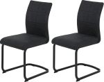 Hela Tische, Set of 2 Pia Dining Room Chairs, Swinging Chairs, Microfibre Anthracite, Square Frame, Black, Ergonomic Backrest