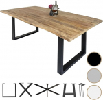 Loreno Handmade Mango Wood Dining Table, 120 x 80 cm - 300 x 100 cm, Solid Table with Wane, Frames, Sustainable and Stable, Wooden Dining Table, Kitchen Table, Real Wood Dining Table