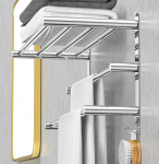 R&auml;tikukangi pikendatav 43-78 cm Puurimata roostevabast terasest topelt r&auml;tikukangi vannitoa seinale kleepuv vannir&auml;tikuhoidja seinale paigaldamine (3-kihiline r&auml;tikukang)