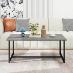 Vintage kohvilaud, 90 x 45 x 42 cm, diivanipoolne laud, elutoa laud koos hoiuruumiga, metallist k&uuml;ljelaud, metallist raam koos riiuliga, lihtne kokku panna (hall)