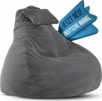 Bean Bag t&auml;iskasvanutele integreeritud [kaelatoega] Corduroy, XXL siseruumide Bean Bag koos t&auml;idisega, t&auml;iuslik chill, lugemis- v&otilde;i m&auml;ngutool (90 x 80 x 70 cm) (Antratsiit)