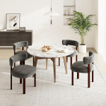 COLAMY Mid-Century Modern Design Sherpa s&ouml;&ouml;gitoolid komplekt 4, Vintage Country Style Boucl&eacute; k&ouml;&ouml;gitoolid avatud kumera seljatoega s&ouml;&ouml;gituppa, restorani, hall