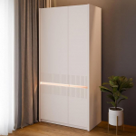 Forte Tamme SQUERE garderoobikapp 90 100 Elegantne 2 ukse ja valgustusega garderoobikapp, komposiitpuit, 95,3 cm lai x 197,9 cm k&otilde;rge x 52 cm s&uuml;gav