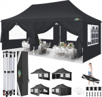 COBIZI Kokkupandav Gazebo 3 x 6 m veekindel stabiilne Gazebo 3 x 6 m peotelk kokkupandav anti-UV 6 k&uuml;lgseina ja 4 liivakotiga aiamaja Gazebo pulmadeks, &otilde;ues, aias, peole