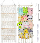 45 cm pehme m&auml;nguasja hoiustamine - alouweekuky 4-kihiline Boho pehmed m&auml;nguasjad, pehme m&auml;nguasja v&otilde;rk konksudega, kleepuvad konksud ja eemaldatavad konksud ilma j&auml;&auml;kideta, sobib lastetuppa, lastetoale, beebituppa