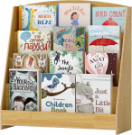 Montessori laste raamaturiiul, 4-tasandiline raamaturiiul, 88 cm k&otilde;rgus, lastetoa m&auml;nguasjade hoidmine, raamaturiiul (hele p&auml;hkelpuu)