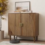 Smuxee Walnut Sideboard Cabinet Vabalt seisev Buffet Cabinet Line Groove Design puidust kapp reguleeritava riiuliga elutuppa, sissep&auml;&auml;su, koridori jaoks