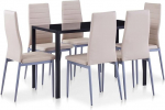 vidaXL S&ouml;&ouml;gitoa laudade komplekt 7-osaline s&ouml;&ouml;gitoa laudade komplekt K&ouml;&ouml;gilaud S&ouml;&ouml;gitoa toolide laud S&ouml;&ouml;gilaud s&ouml;&ouml;gilaud 6 tooliga Cappuccino Brown