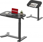 SANODESK pneumaatiliselt reguleeritava k&otilde;rgusega k&uuml;ljelaud - 90&deg; kokkupandav lauaplaat, paindlik diivan-, voodi- v&otilde;i r&otilde;dulaud, 65-105cm, ruumi s&auml;&auml;stev ja mitmek&uuml;lgne (must)