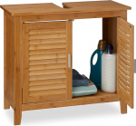Relaxdays Lamell tualettruum, bambus, K x L x S: 60 x 67 x 30 cm, p&otilde;randakapp valamu v&otilde;i valamutualuse jaoks, 2 uksega, lamellide efekt, naturaalne.