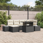 7-teiliges Garten-Sofa-Set mit Kissen Schwarz Poly-Rattan Gartenlounge Model3357950