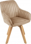 riess-ambiente.de Livorno Swivel Design Chair Champagne Greige Velvet Beech Wood Legs Dining Room Chair Kitchen Chair