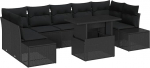 8-teiliges Garten-Sofa-Set mit Kissen Schwarz Poly-Rattan Gartenlounge Model3349139