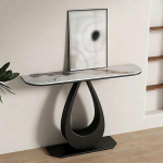 Moderne Konsolentisch Schmal aus Marmor f&uuml;r Den Eingangsbereich, Regal Hinter Sofa Den Flur, Die Diele und Das Foyer, Mit Stauraum f&uuml;r die Platzierung Hinter Dem Sofa(Black,100x30x80cm/39x12x32in)