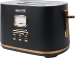 Muse Stainless Steel Toaster in Black Retro Design, Analogue Display, Illuminated Buttons, 6 Browning Levels, 2 Slices, MS-130 BC, Vintage Look, with Crumb Drawer