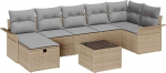 8-teiliges Garten-Sofa-Set mit Kissen Beige Poly Rattan Gartenlounge Model3358909