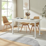 [en.casa] Den Haag Modernne s&ouml;&ouml;gilaud valge 140 x 60 cm 6 inimesele s&ouml;&ouml;gilaud k&ouml;&ouml;gilaud s&ouml;&ouml;gilaud MDF teras