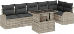 7-teiliges Garten Sofa Set mit Kissen in Hellgrau aus Poly Rattan Gartenlounge Model3348658